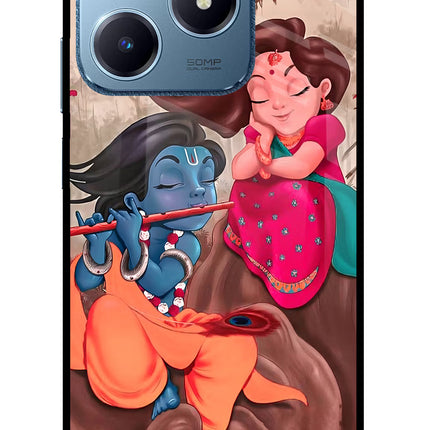 Radhe Krishna Realme C63 Glass Case Back Cover by Casekaro