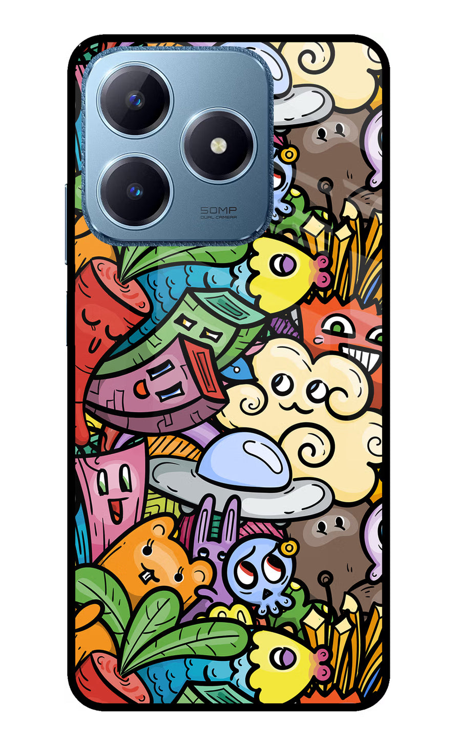 Veggie Doodle Realme C63 Back Cover, Glass case