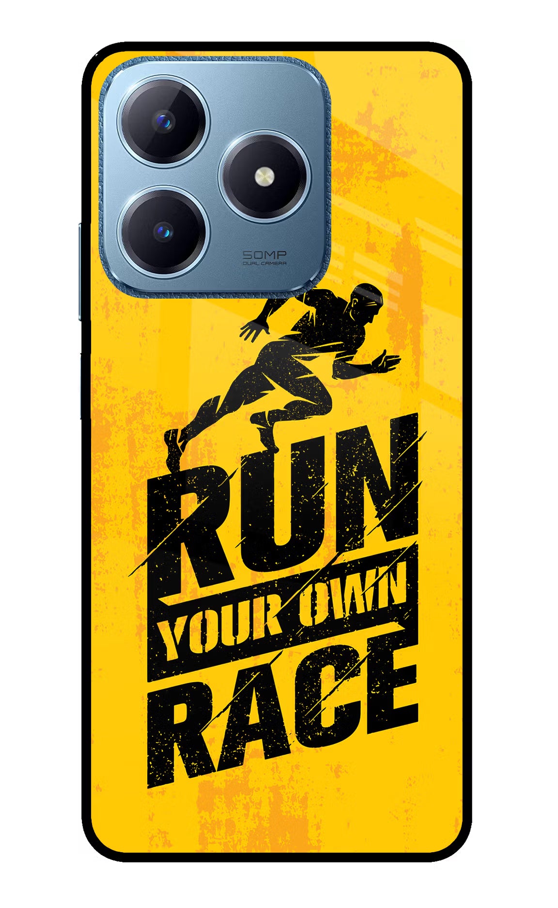 Run Your Own Race Realme C63 Glass Case Back Cover by Casekaro
