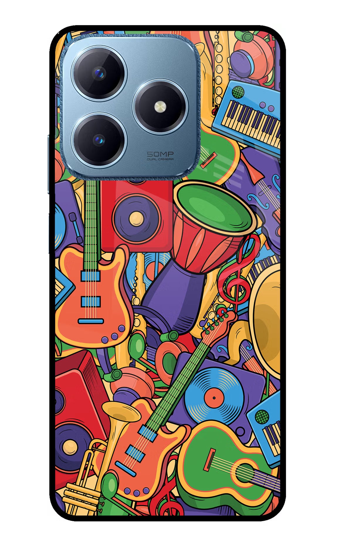 Music Instrument Doodle Realme C63 Glass Case