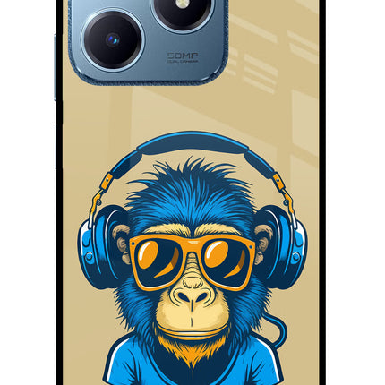 Monkey Headphone Realme C63 Glass Case Back Cover by Casekaro