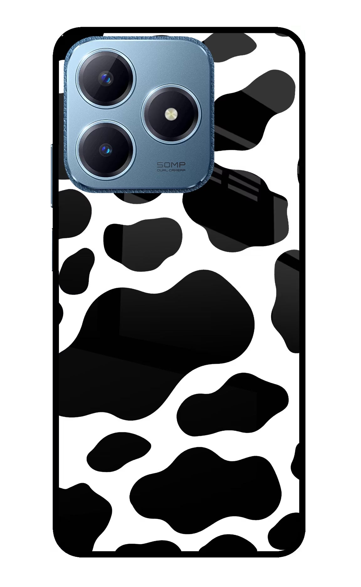 Cow Spots Realme C63 Glass Case Back Cover by Casekaro