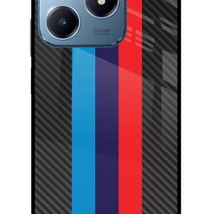 BMW Stripes Pattern Realme C63 Glass Case Back Cover by Casekaro