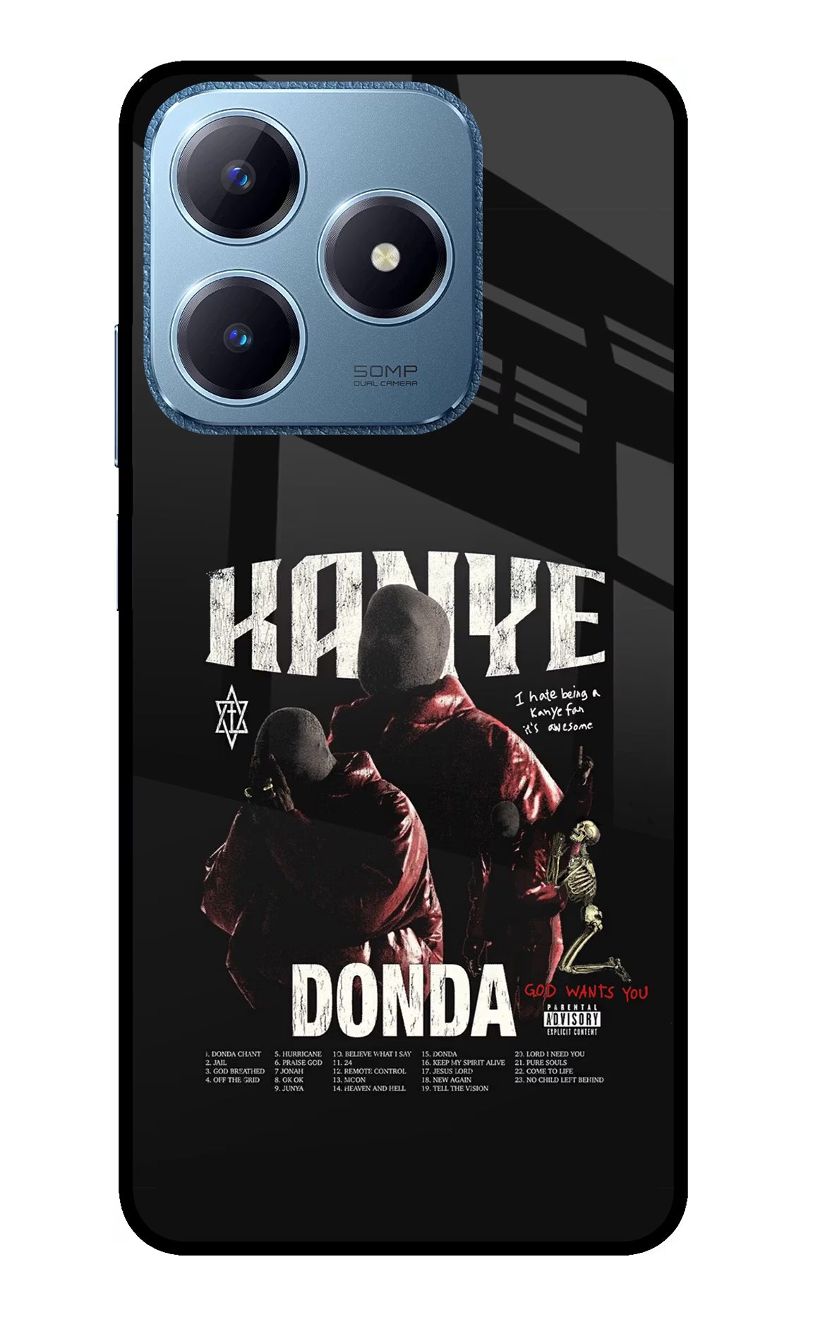Donda Kanye West Realme C63 Glass Case Back Cover by Casekaro