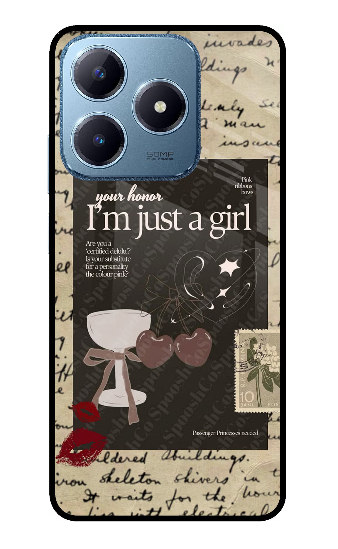 I am just a girl Realme C63 Glass Case Back Cover by Casekaro