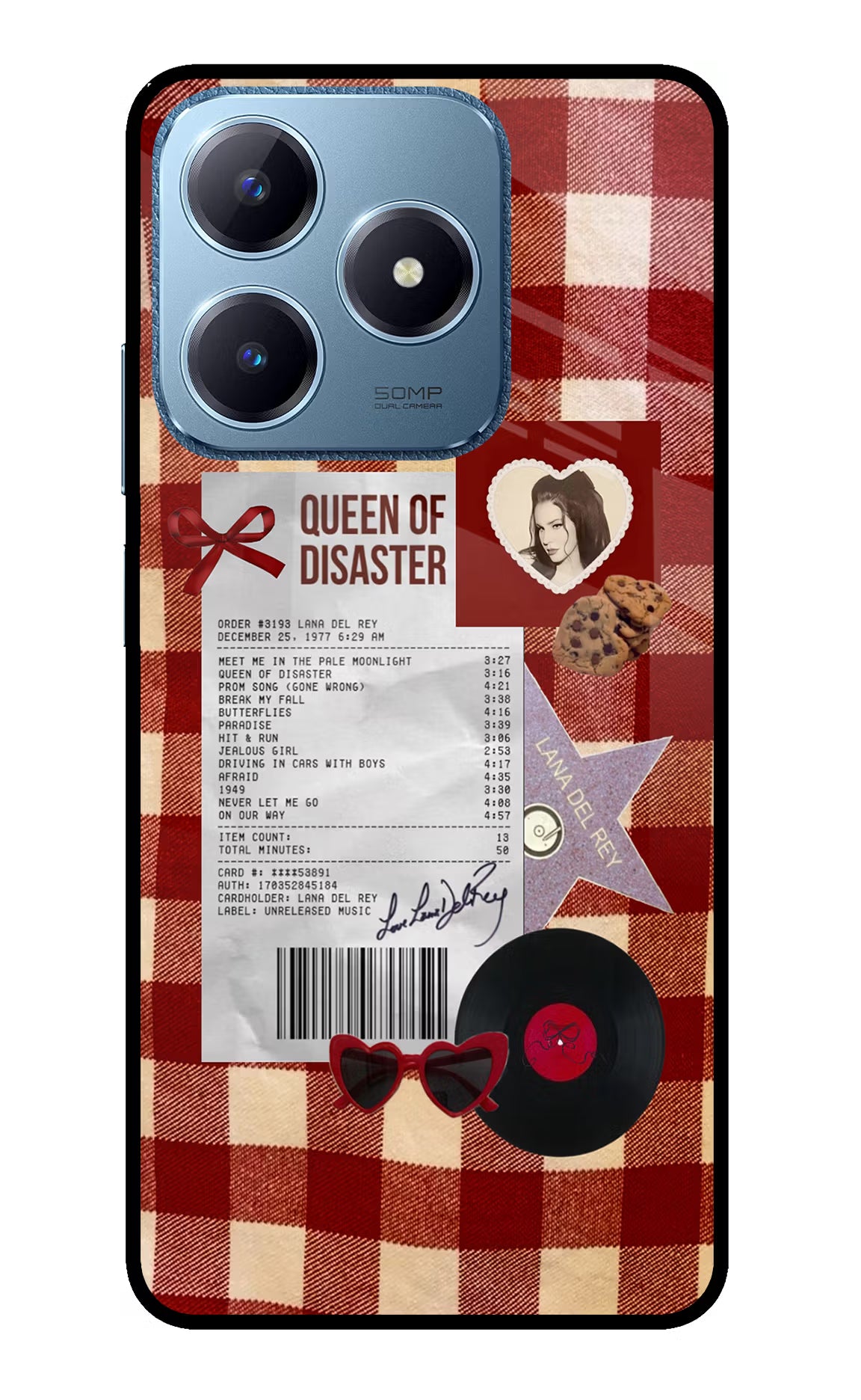 Queen of Disaster Realme C63 Glass Case Back Cover by Casekaro