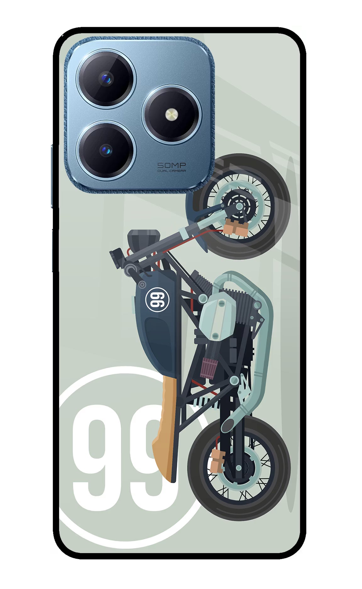 Classic Cafe Racer 99 Realme C63 Glass Case Back Cover by Casekaro