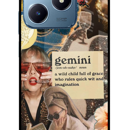 Gemini Zodiac Realme C63 Glass Case Back Cover by Casekaro