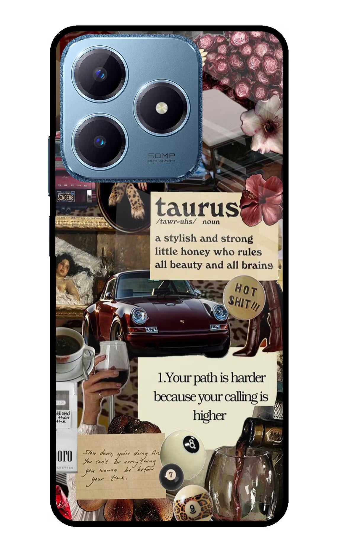 Taurus Zodiac Realme C63 Glass Case Back Cover by Casekaro