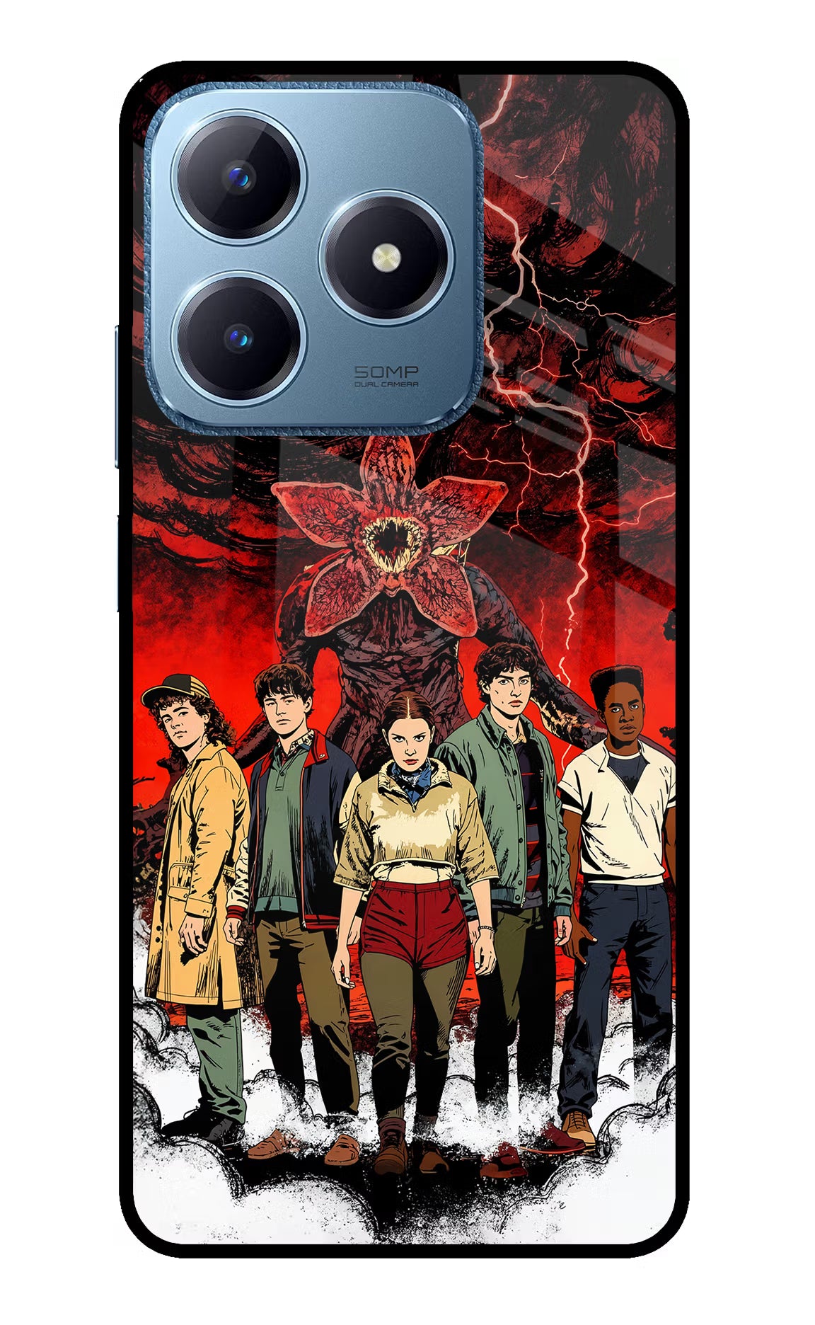 Ordinary Things Characters Realme C63 Glass Case Back Cover by Casekaro