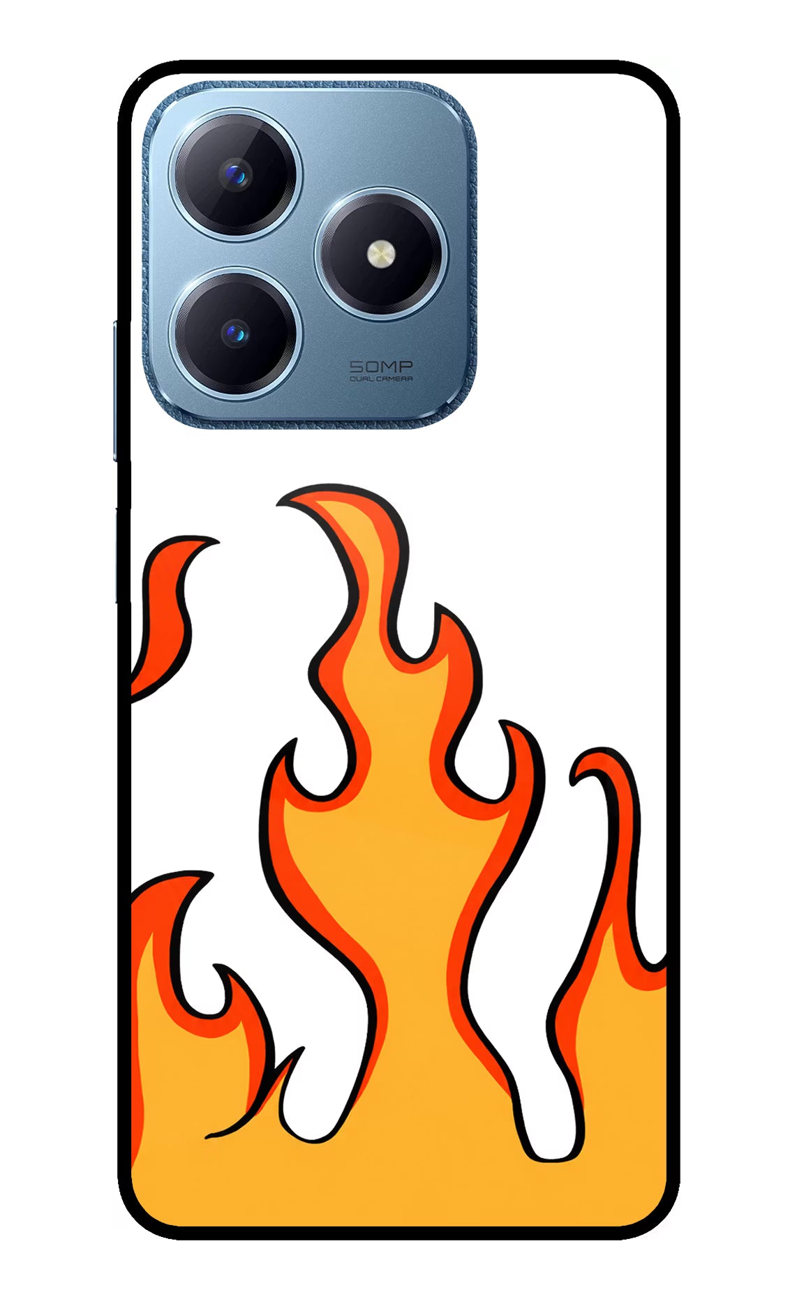Fired Up – White Realme C63 Glass Case Back Cover by Casekaro