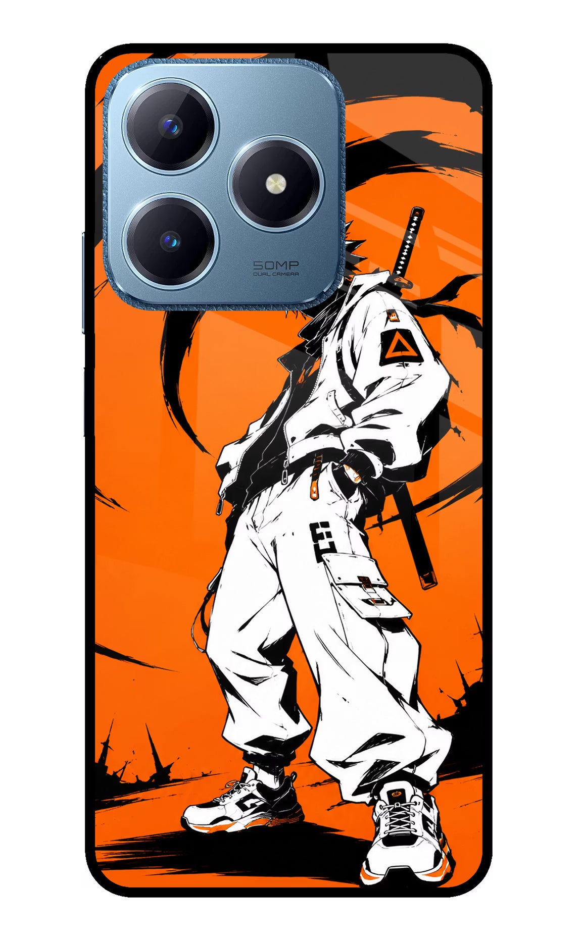 Street Samurai  Realme C63 Glass Case Back Cover by Casekaro