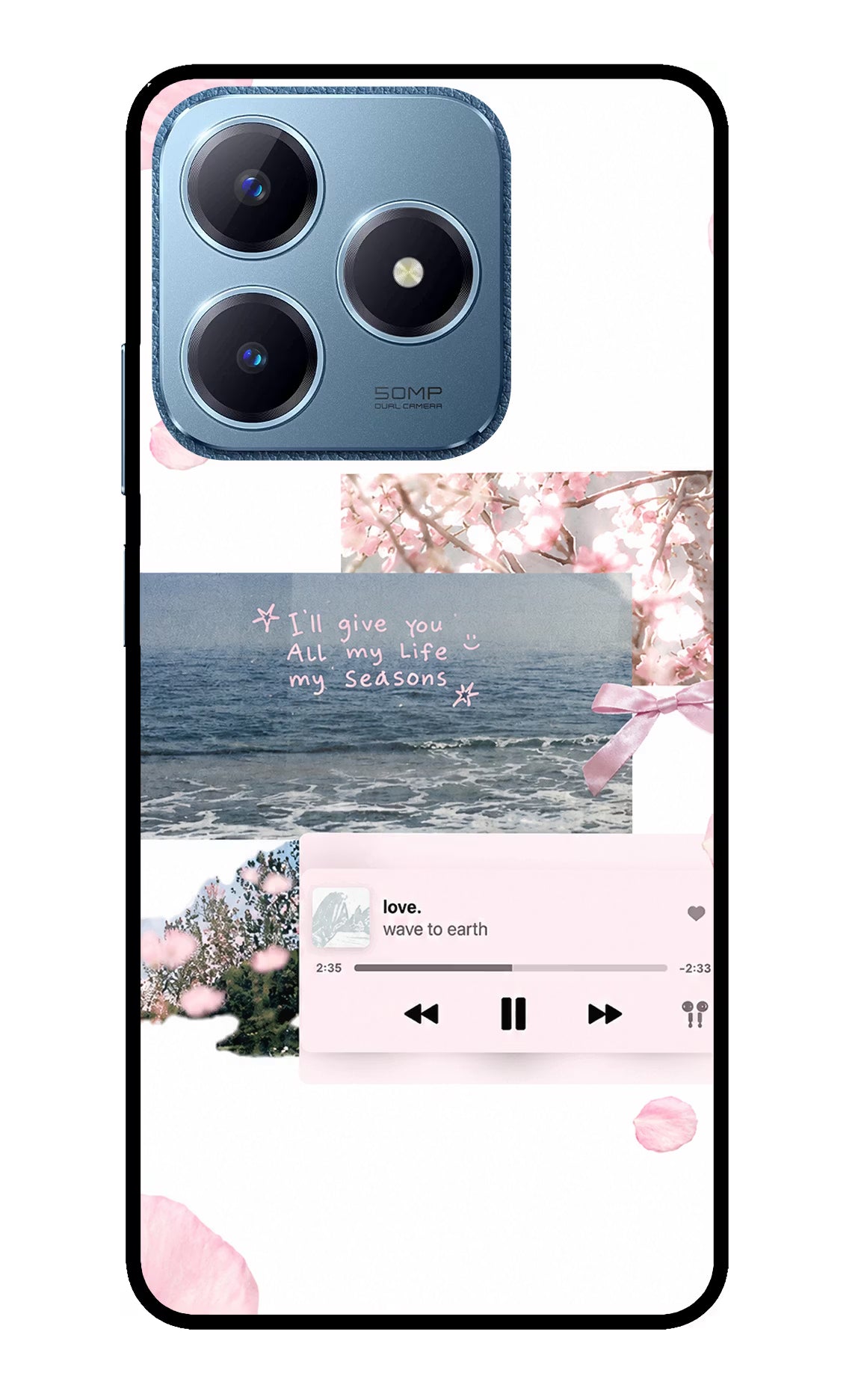 Wave to earth Realme C63 Glass Case Back Cover by Casekaro