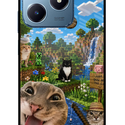 Minecraft Cat Chaos Realme C63 Glass Case