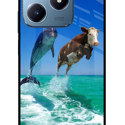 Dolphin vs Cow Realme C63 Glass Case