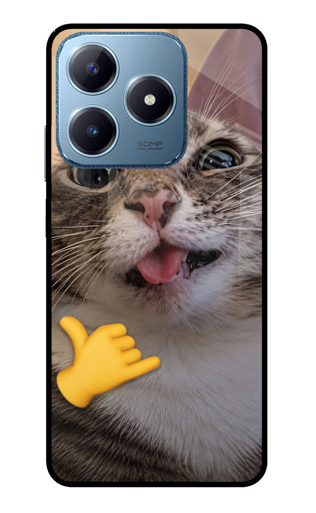 Silly Cat Call Realme C63 Glass Case