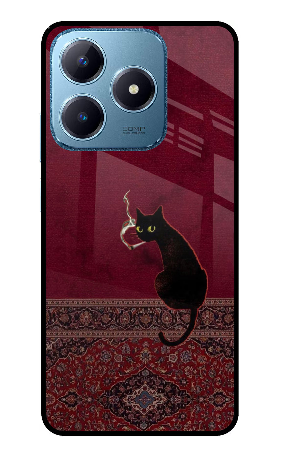 Midnight Cat Realme C63 Back Cover, Glass case