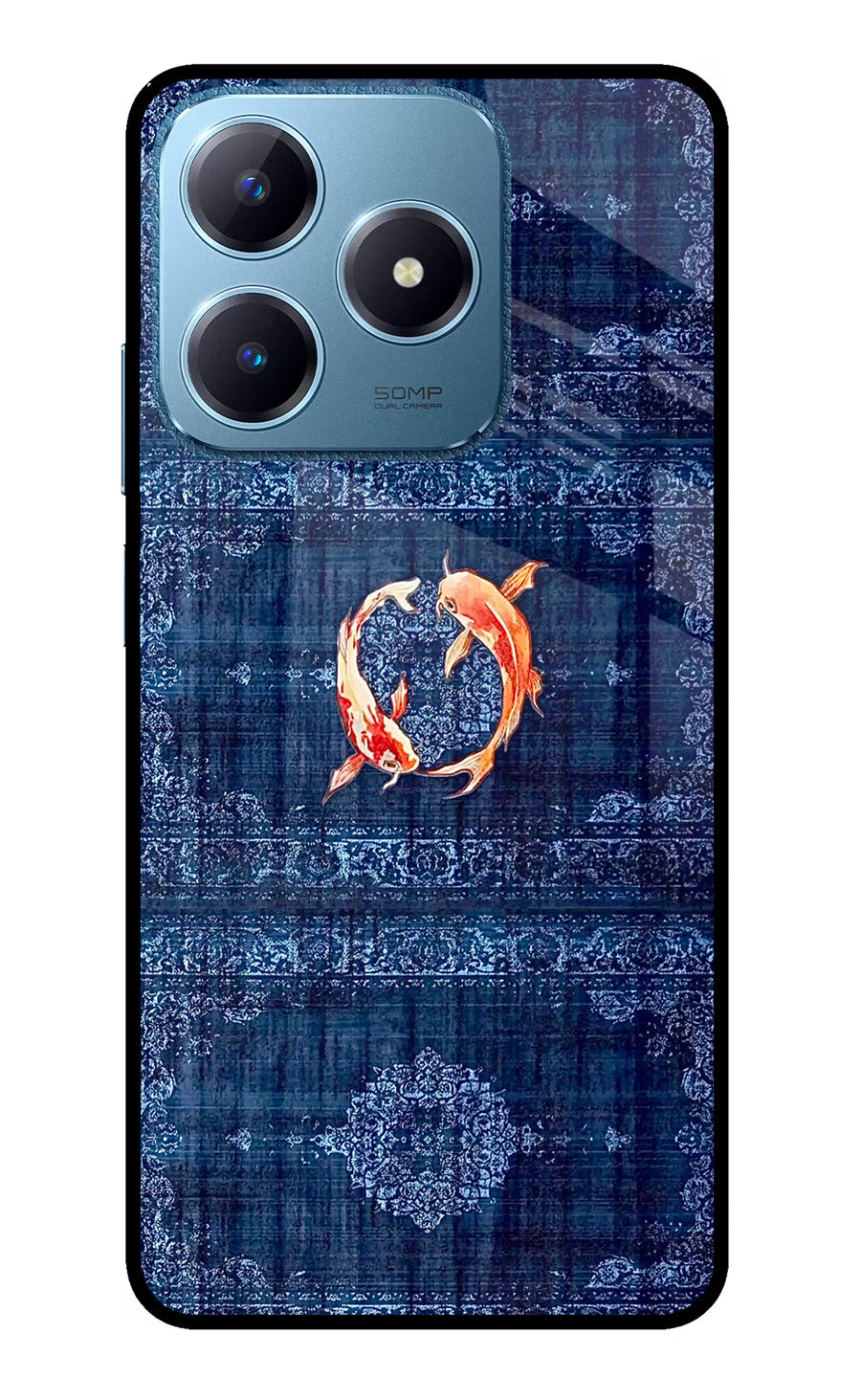 Koi Blue Realme C63 Back Cover, Glass case