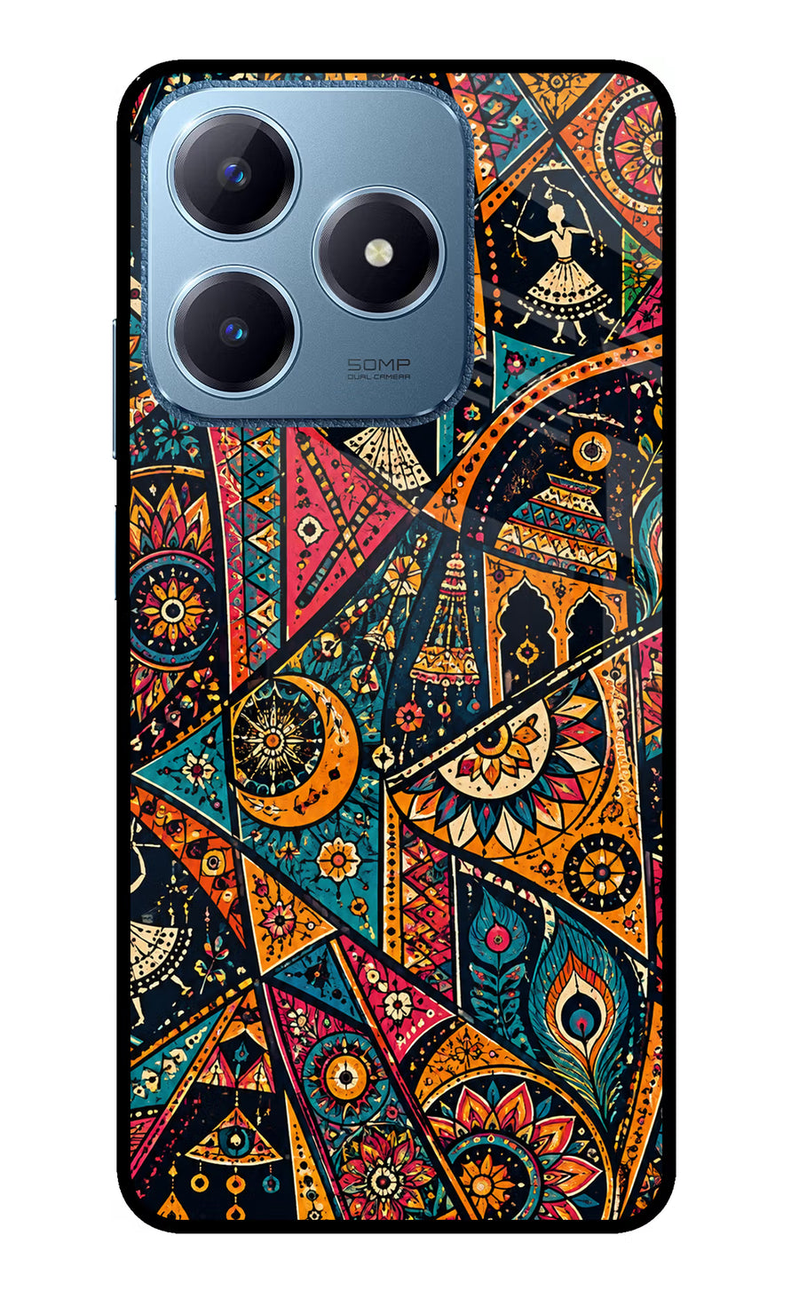 Folk Print Realme C63 Back Cover, Glass case