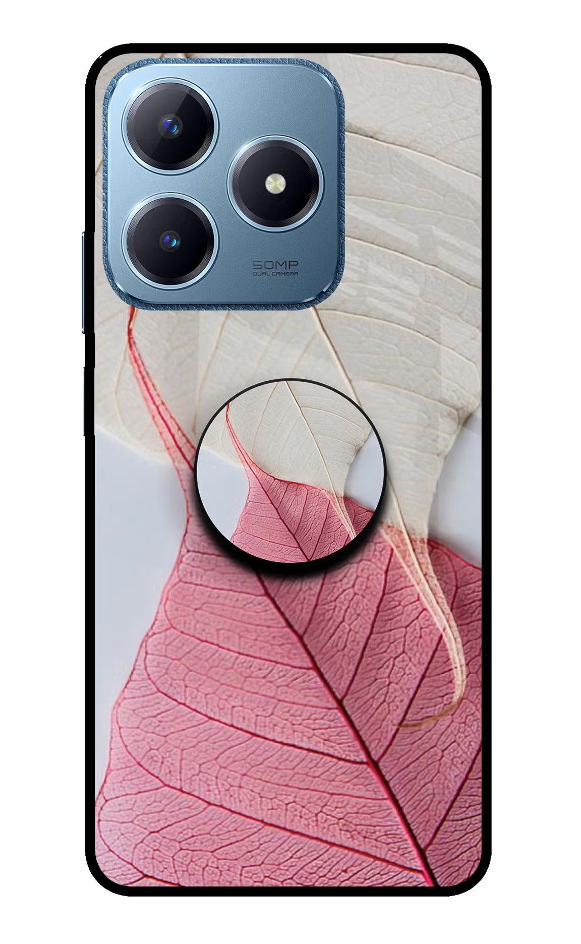 White Pink Leaf Realme C63 Pop Case by Casekaro