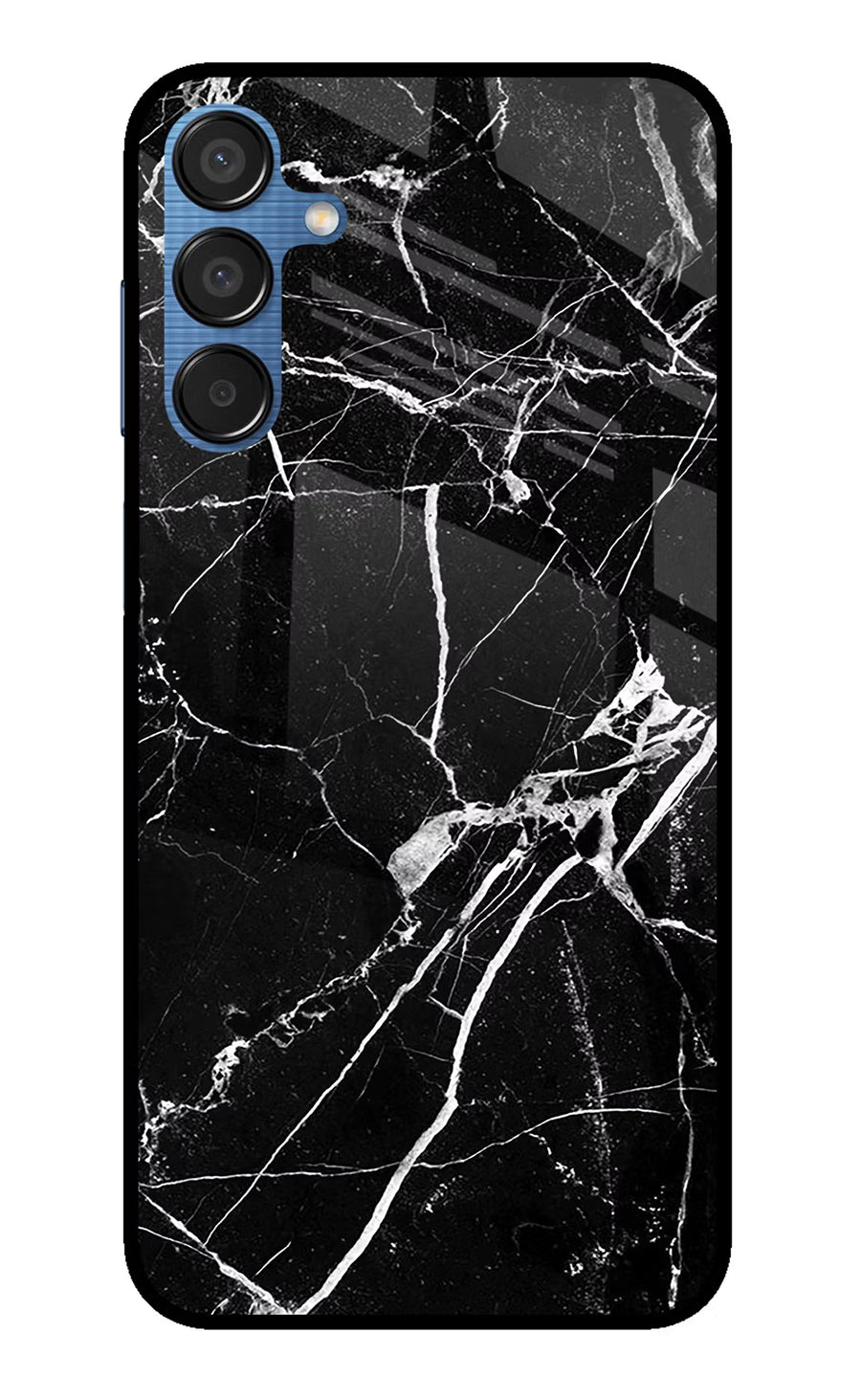 Black Marble Pattern Samsung M15 5G Back Cover, Glass case