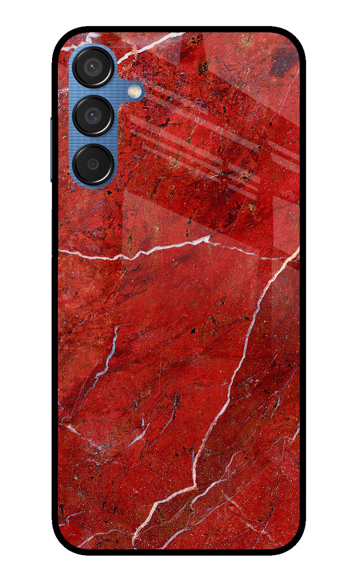 Red Marble Design Samsung M15 5G Glass Case Back Cover by Casekaro