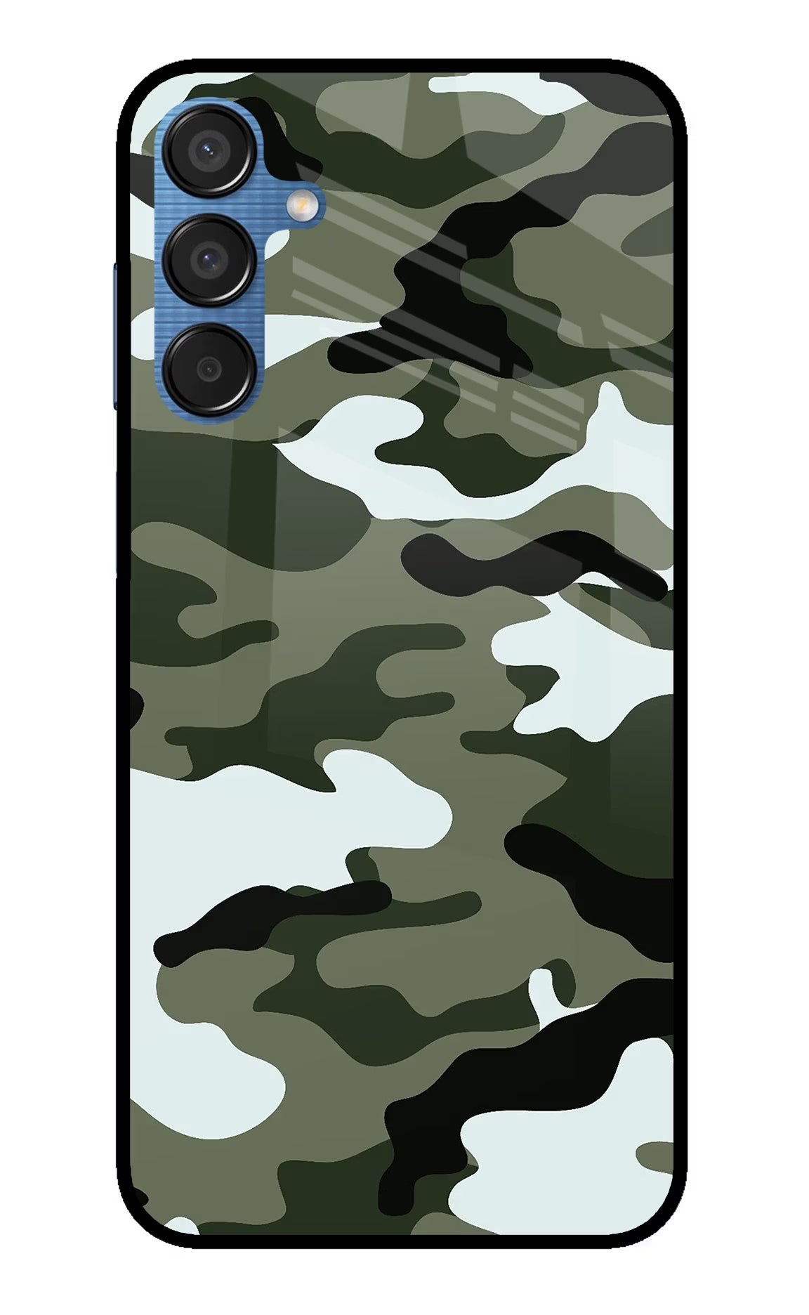 Camouflage Samsung M15 5G Glass Case Back Cover by Casekaro