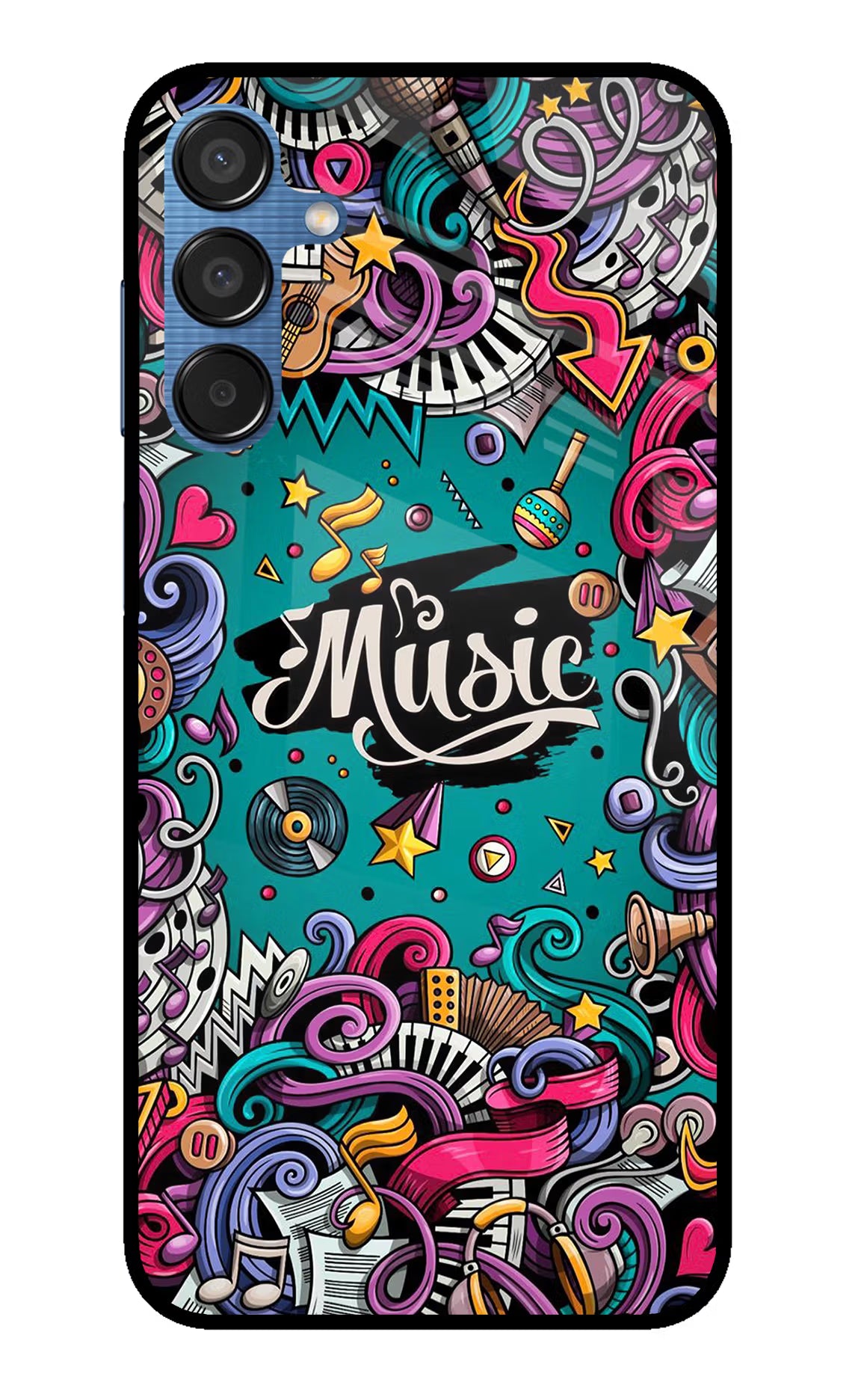 Music Graffiti Samsung M15 5G Glass Case Back Cover by Casekaro