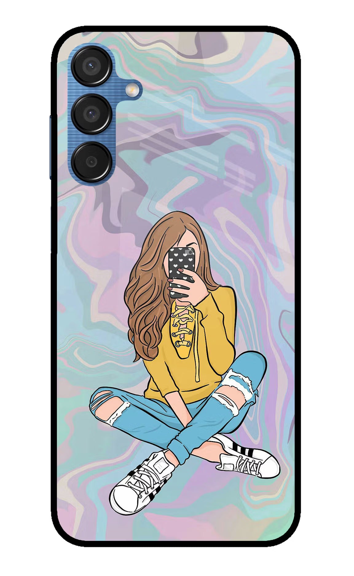 Selfie Girl Samsung M15 5G Glass Case Back Cover by Casekaro