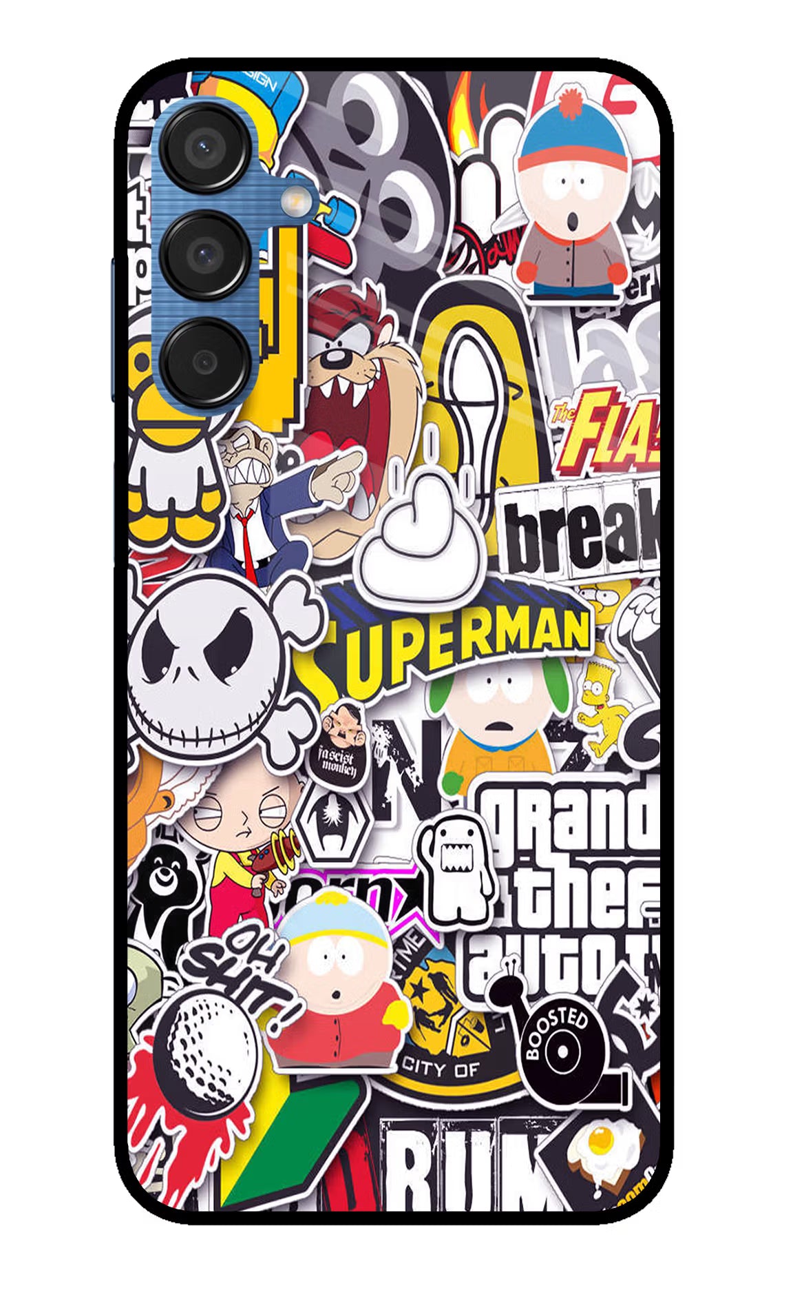 Sticker Bomb Samsung M15 5G Glass Case Back Cover by Casekaro