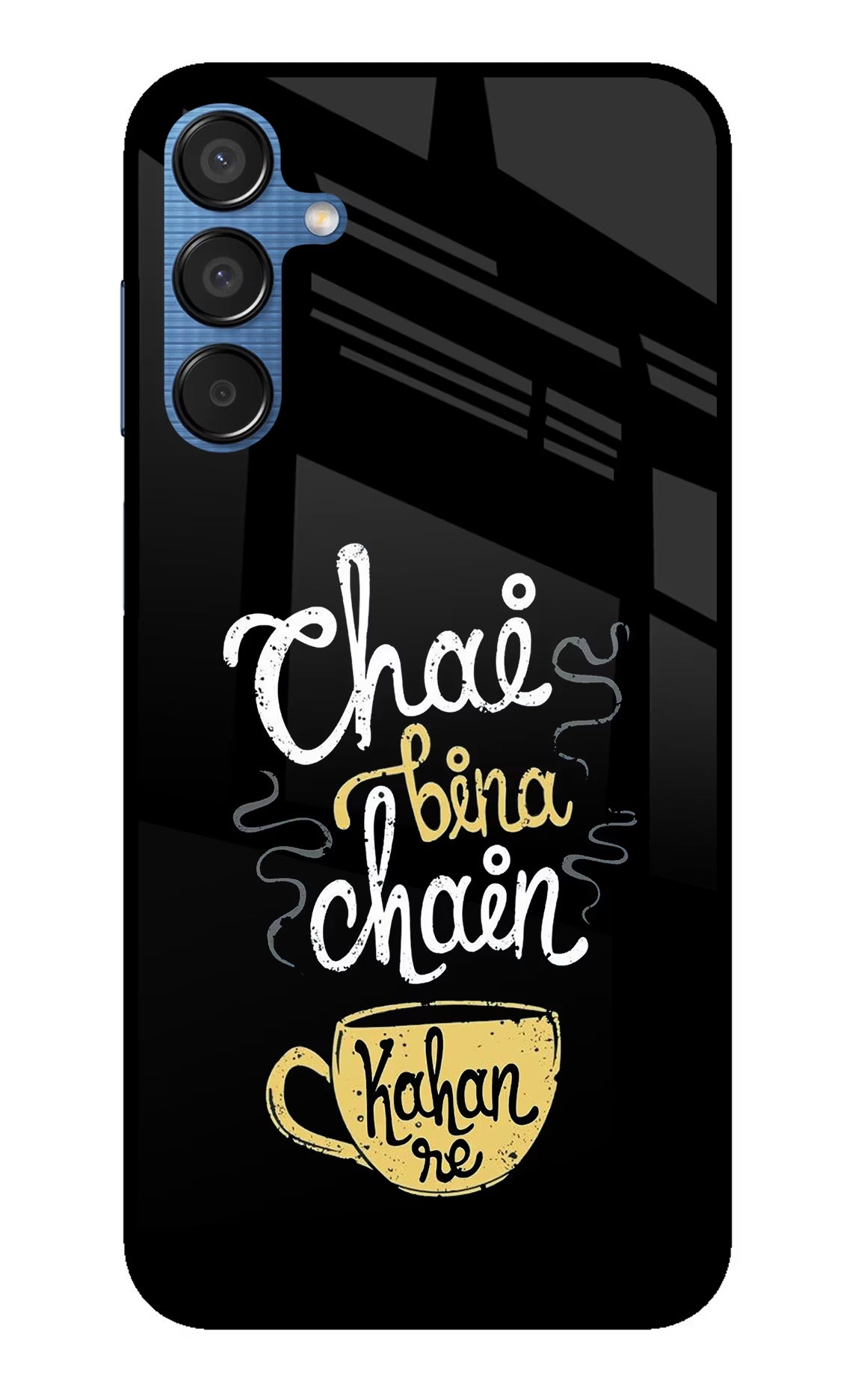 Chai Bina Chain Kaha Re Samsung M15 5G Glass Case Back Cover by Casekaro