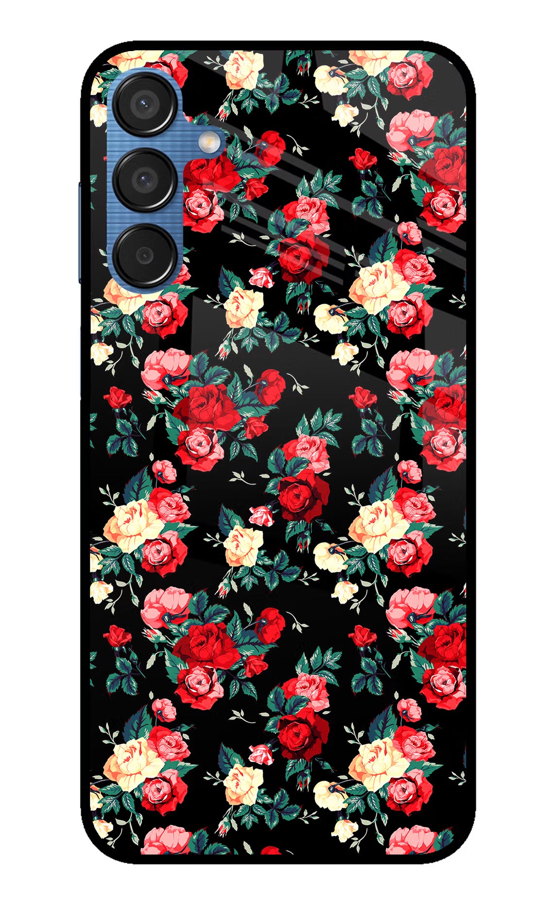 Rose Pattern Samsung M15 5G Glass Case Back Cover by Casekaro