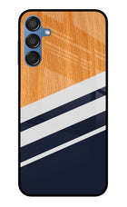Blue and white wooden Samsung M15 5G Glass Case