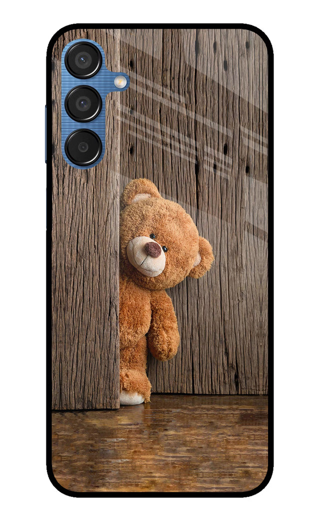 Teddy Wooden Samsung M15 5G Glass Case Back Cover by Casekaro