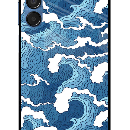 Blue Waves Samsung M15 5G Glass Case Back Cover by Casekaro