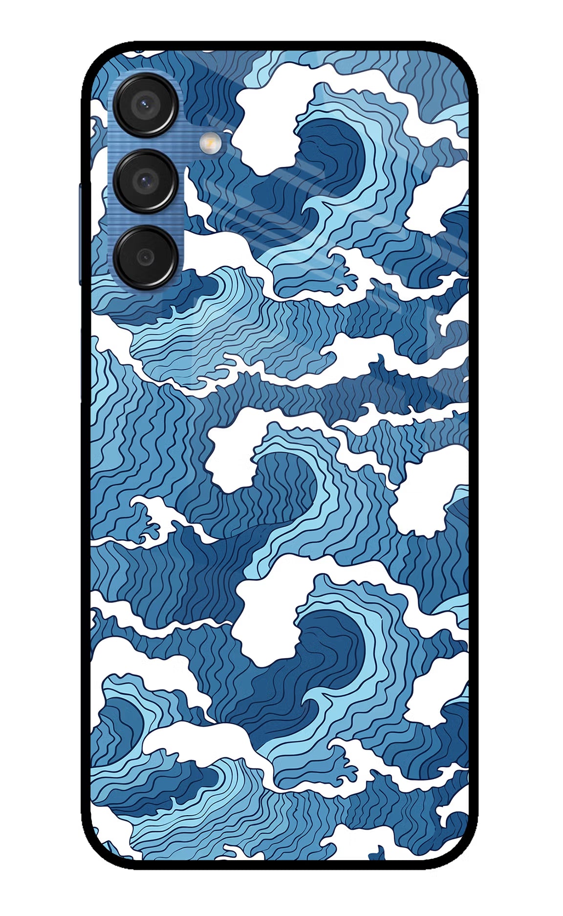 Blue Waves Samsung M15 5G Glass Case Back Cover by Casekaro
