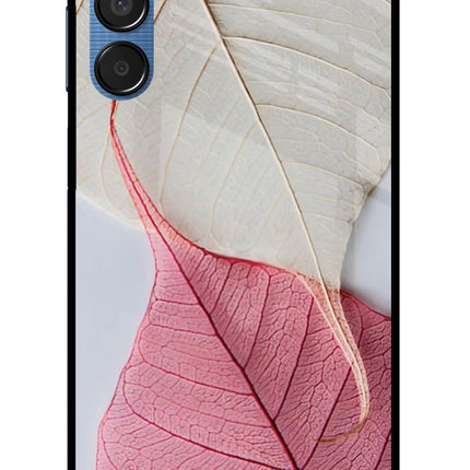 White Pink Leaf Samsung M15 5G Glass Case