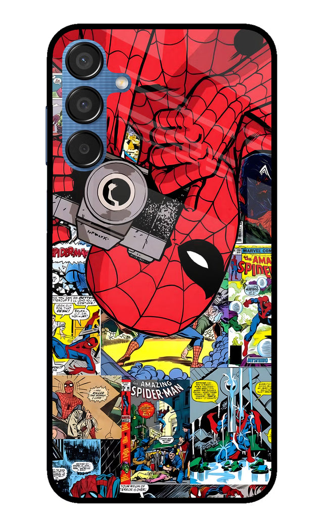 Spider Man Samsung M15 5G Glass Case Back Cover by Casekaro