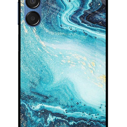 Blue Glitter Marble Samsung M15 5G Glass Case