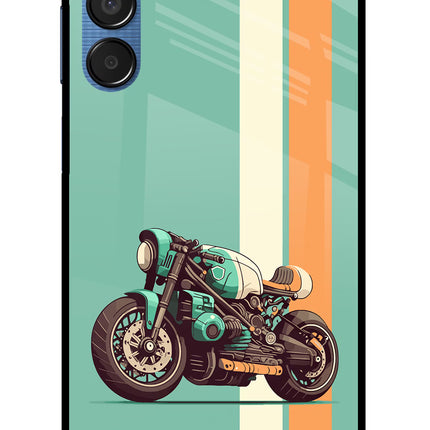 Striped Moto Drift Samsung M15 5G Glass Case Back Cover by Casekaro
