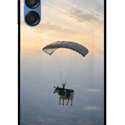 Skydiving Cow Samsung M15 5G Glass Case