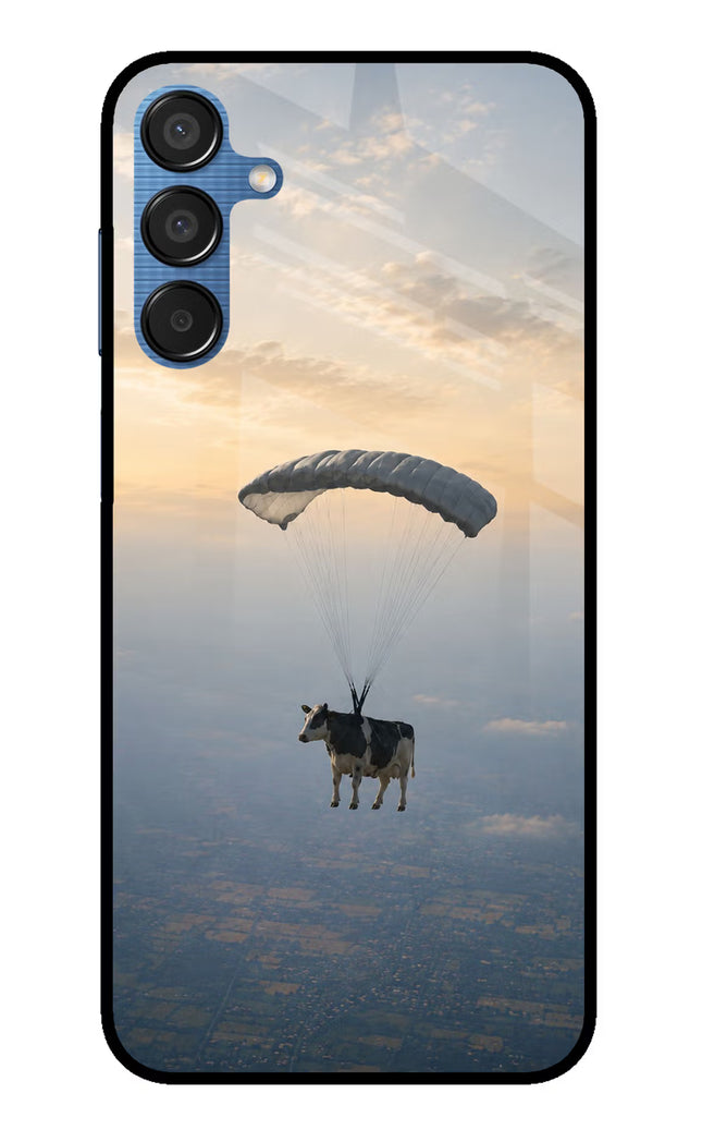 Skydiving Cow Samsung M15 5G Glass Case