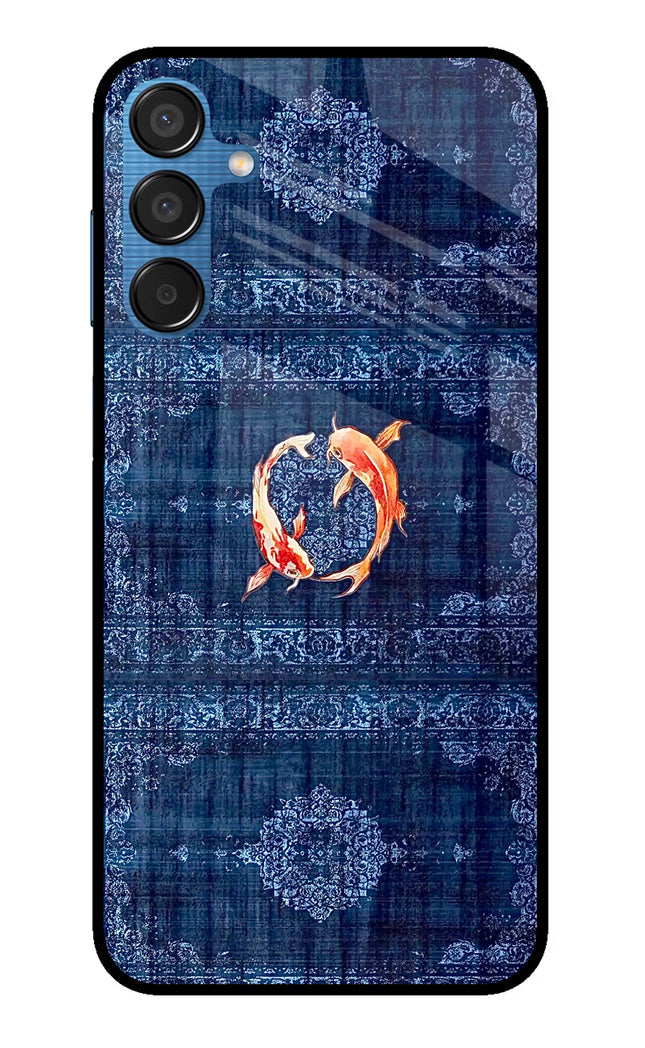 Koi Blue Samsung M15 5G Glass Case Back Cover by Casekaro
