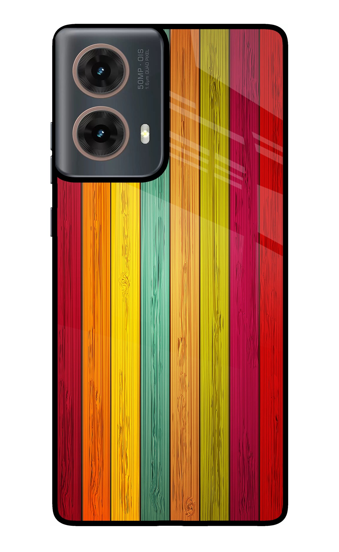 Multicolor Wooden Motorola G85 Glass Case