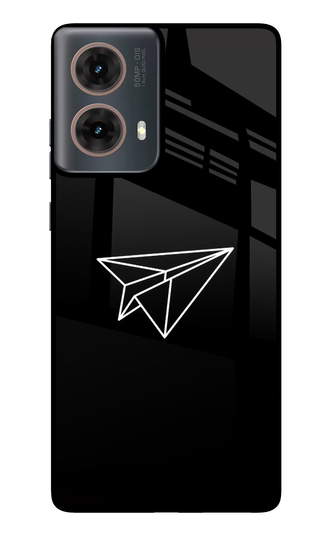 Paper Plane White Motorola G85 Glass Case Back Cover by Casekaro