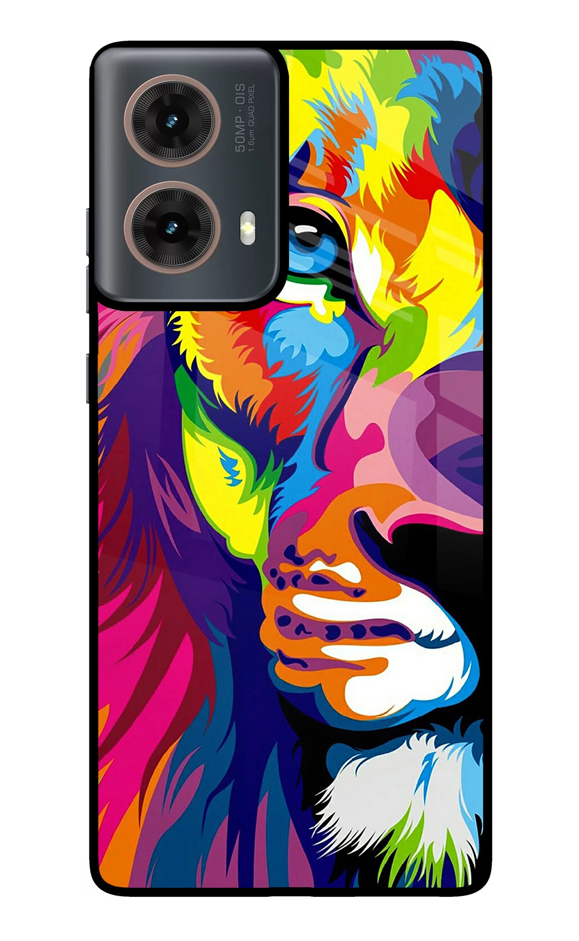 Lion Half Face Motorola G85 Glass Case