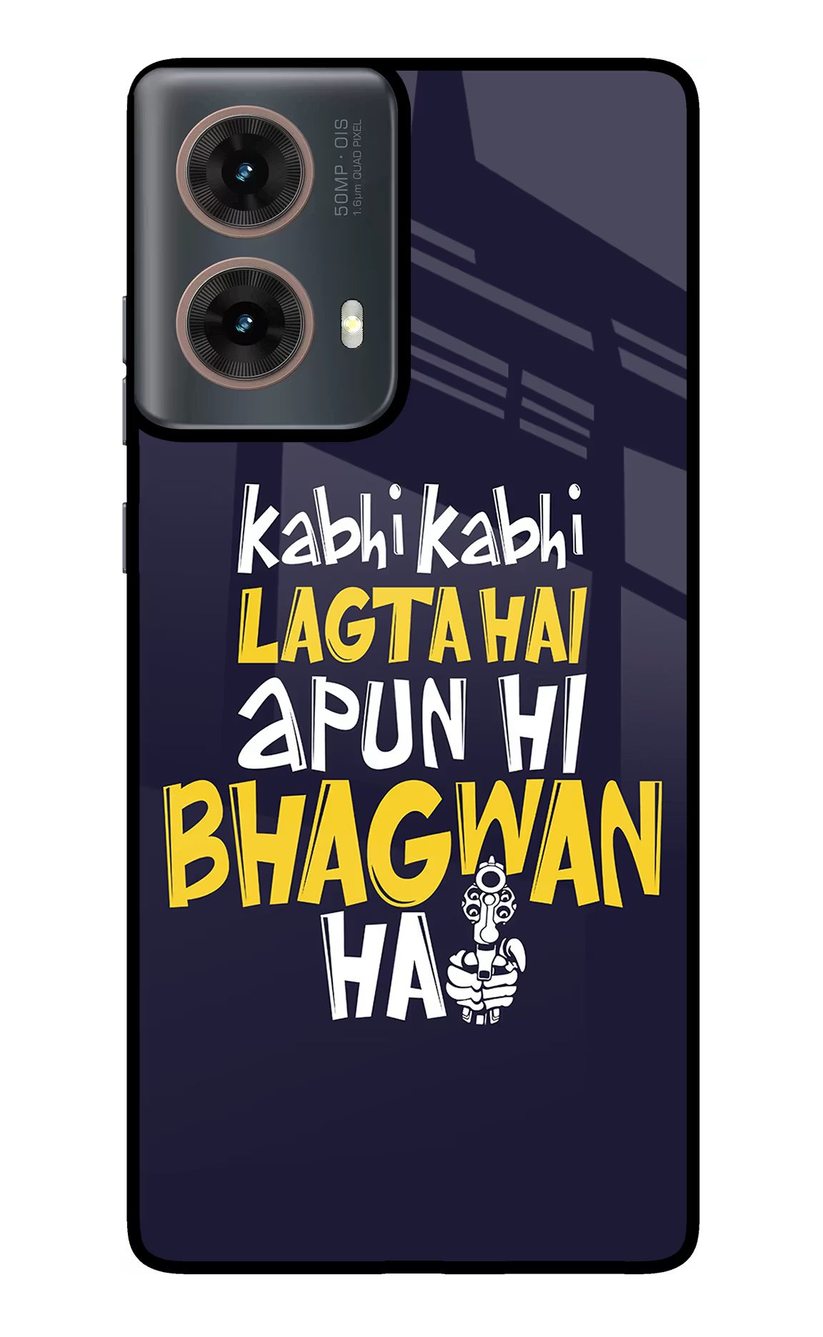 Kabhi Kabhi Lagta Hai Apun Hi Bhagwan Hai Motorola G85 Glass Case Back Cover by Casekaro