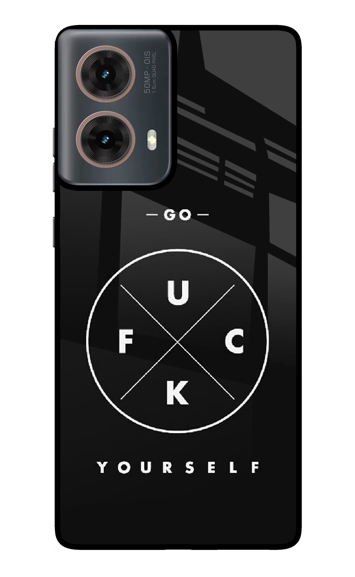 Go Fuck Yourself Motorola G85 Glass Case Back Cover by Casekaro