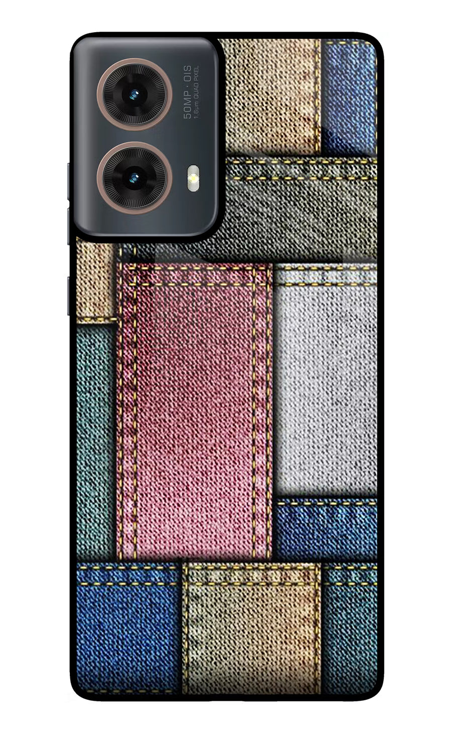 Multicolor Jeans Motorola G85 Back Cover, Metal case