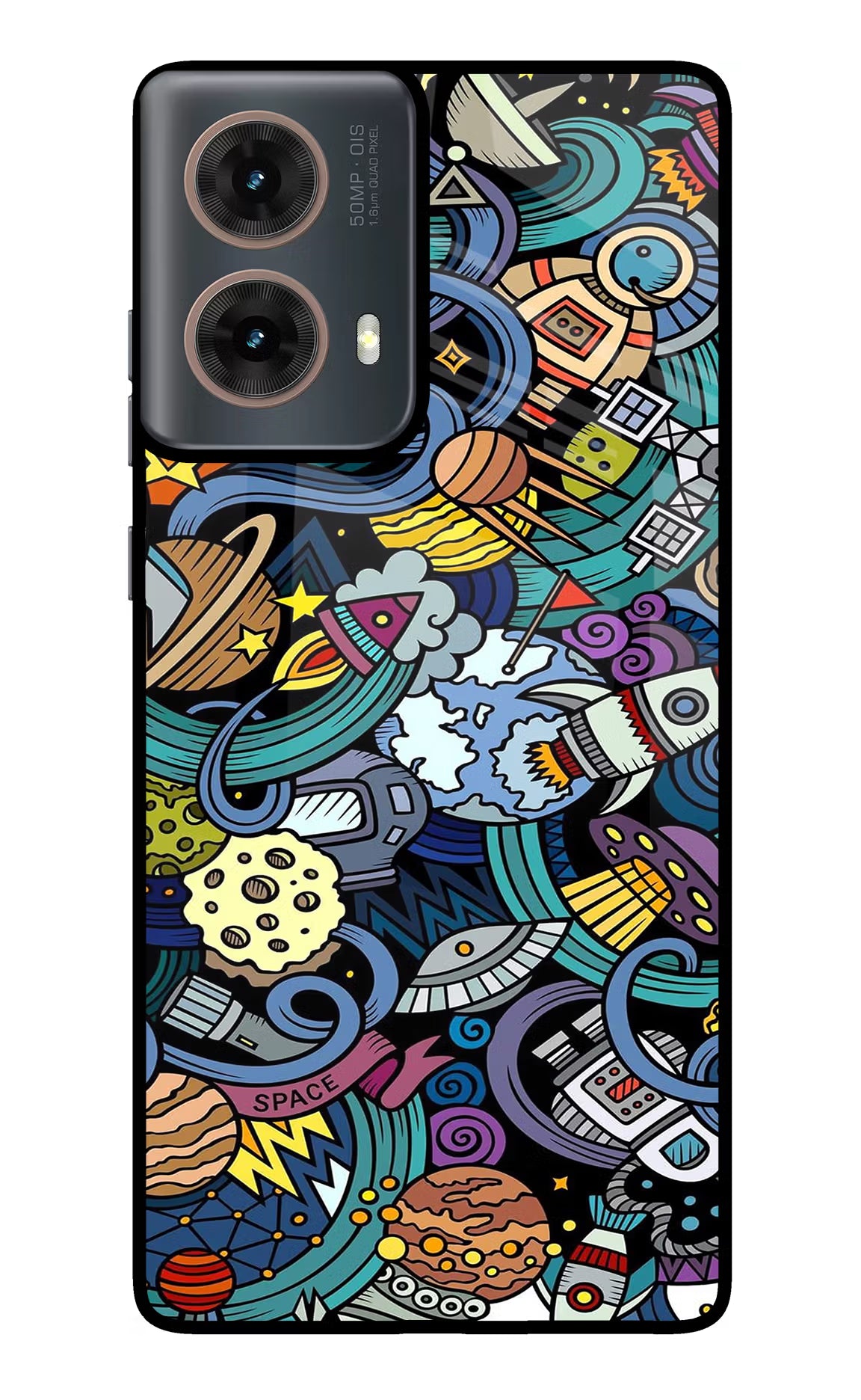 Space Abstract Motorola G85 Glass Case Back Cover by Casekaro